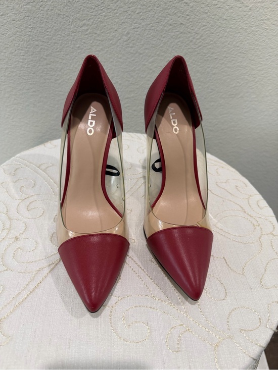Aldo Shoes - Aldo Red Pointed-Toe Pumps with Clear Side Panels